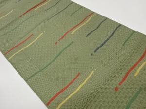 変わり横段に幾何学模様織出し名古屋帯